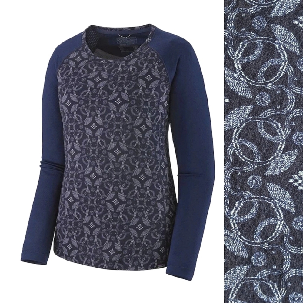 Patagonia capilene midweight crewneck top baselayer artic ox geo navy printed